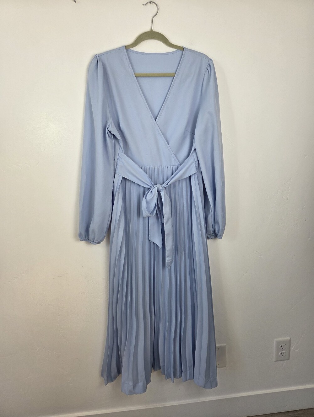 Light Blue Maxi Dress Pleated Wrap Style Formal Baby Shower Church Wedding XL